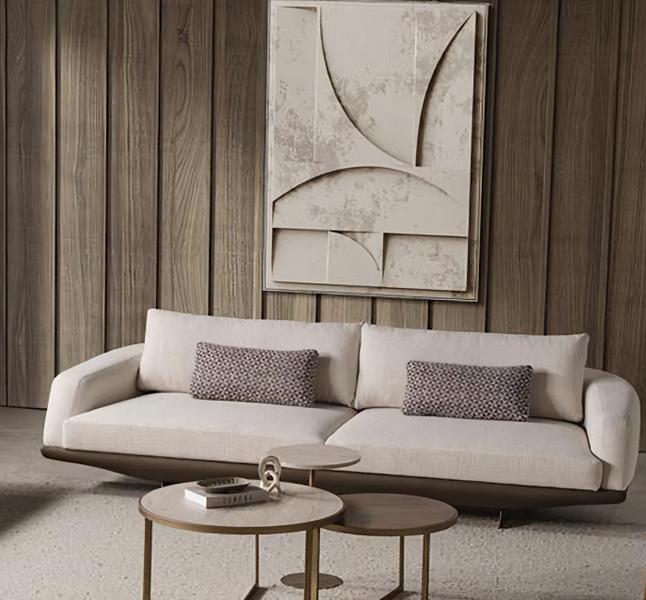 Sofa Beige Luxus 3 Sitzer Couch Polster Textil Couchgarnitur Dreisitzer Couchen