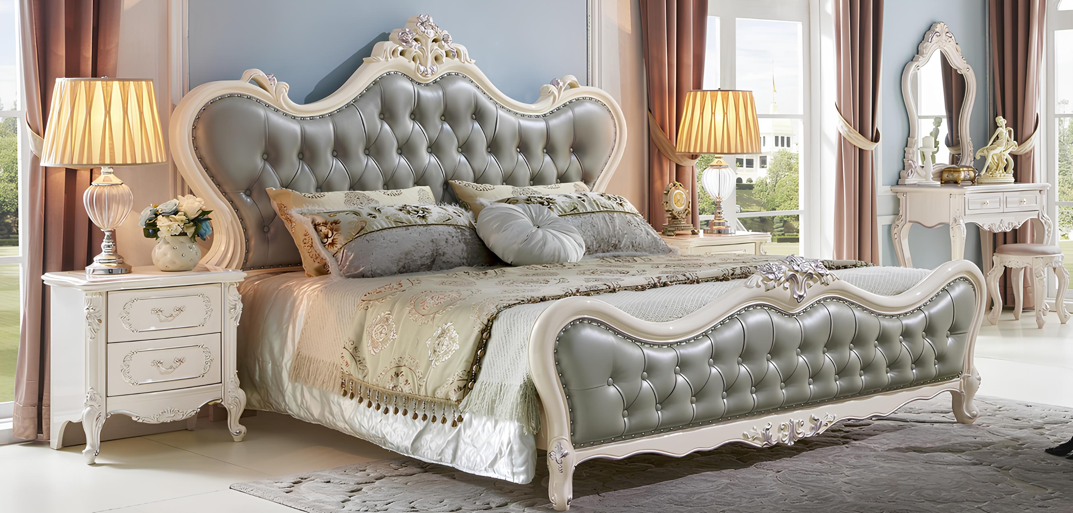 Bett Nachttisch 3 tlg. Schlafzimmer Set Modern Luxus Betten Gruppe Echtholz