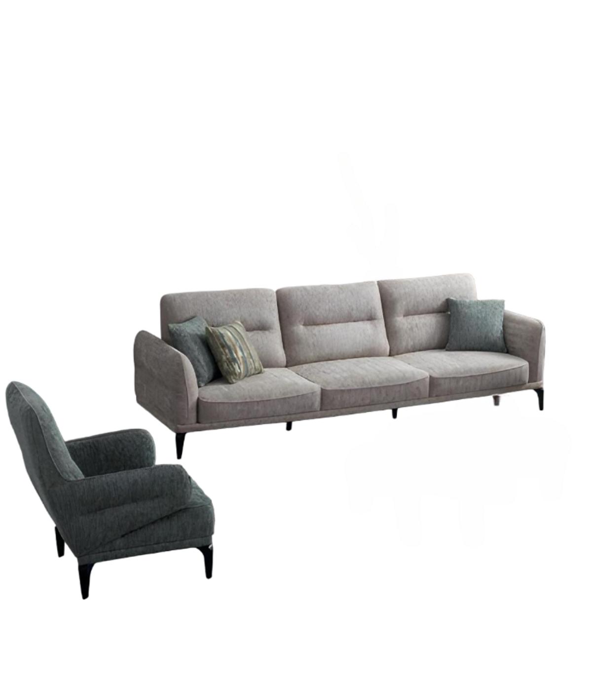 Design Wohnzimmer set 2tlg Sofa 4 Sitzer Sessel Sofagarnitur Stoff Sofas