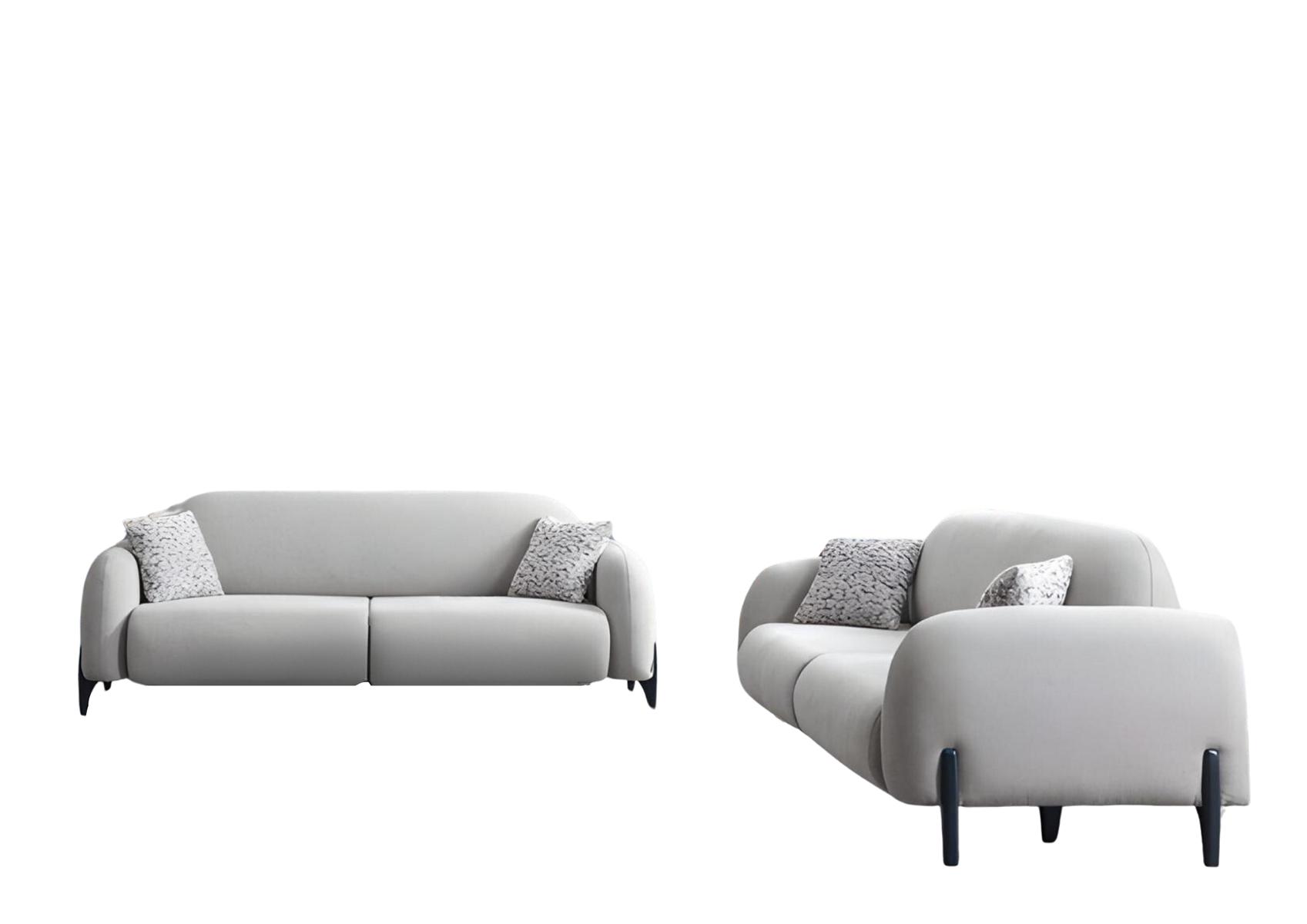 Sofagarnitur Wohnzimmer Couch 2x Sofa 3-Sizer Luxus Grau Polstermöbel