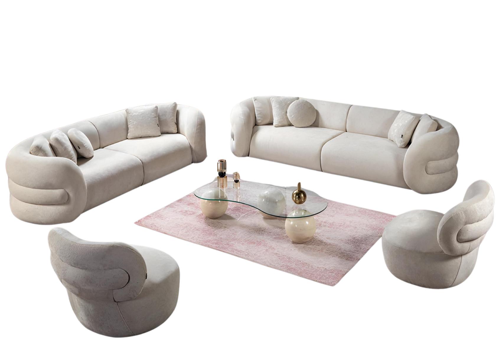 Wohnzimmer Luxus Sofagarnitur Set Couch Polster 4tlg. Weich Gepolstert