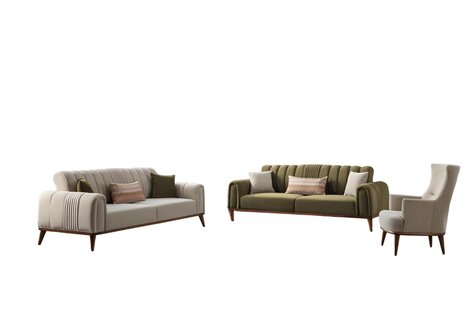 Sofagarnitur Big Couch Sofa Couchen Polster Möbel Set 3+3+1 Sitzgarnitur