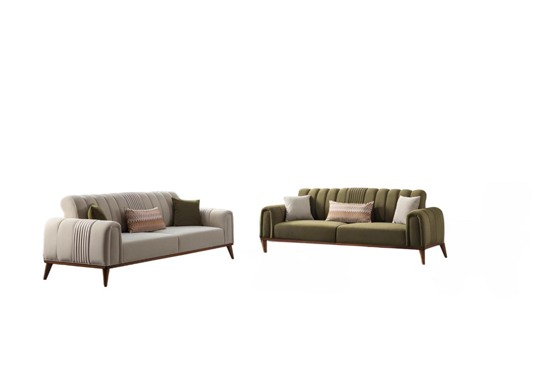 Moderne Beige Couchgarnitur Designer 2x 3-Sitzer Sofas Couchen Sofa
