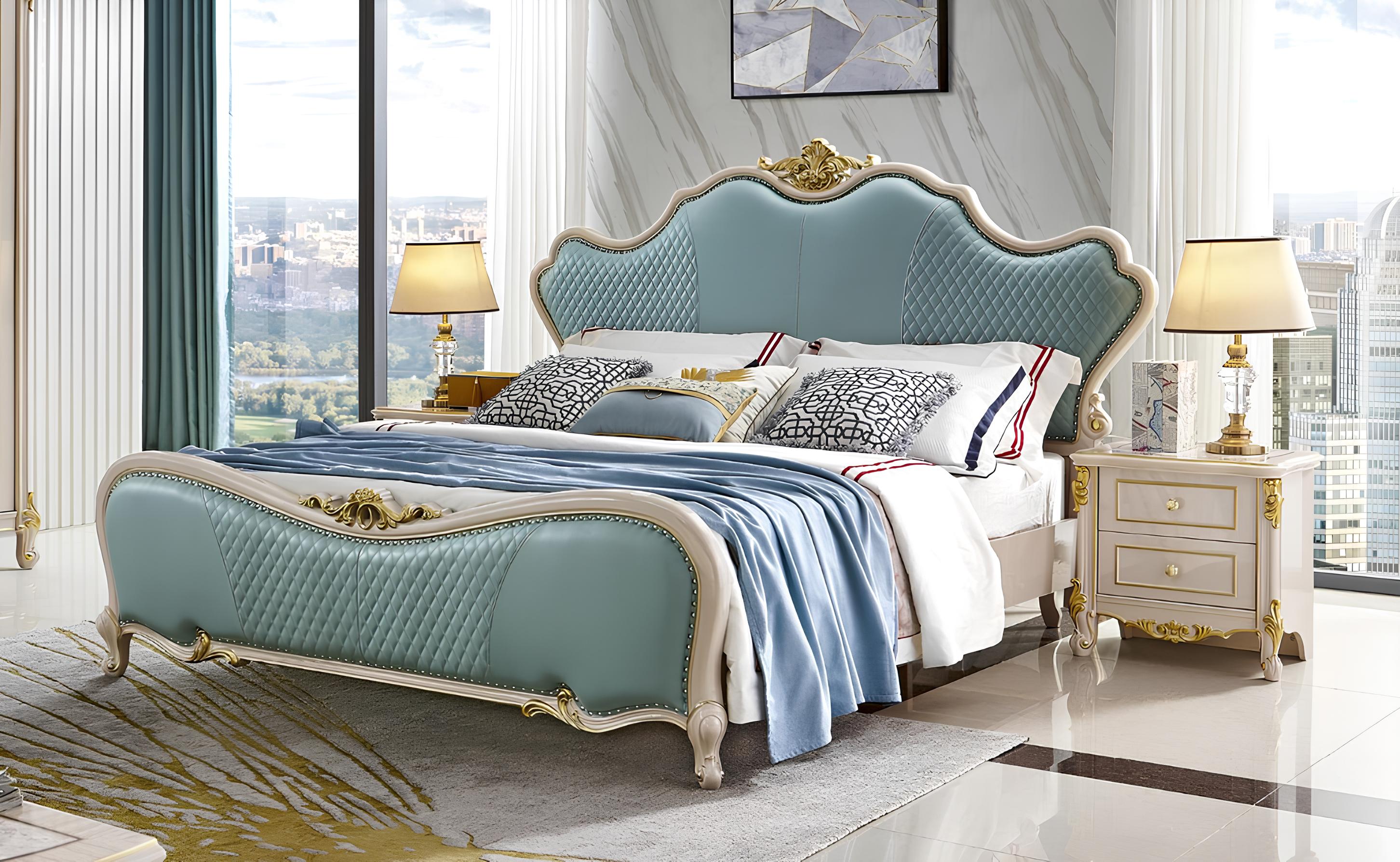 Klassisches Echtholz Schlafzimmer Set 3tlg.Bett 2x Nachttischen Luxus Komplett