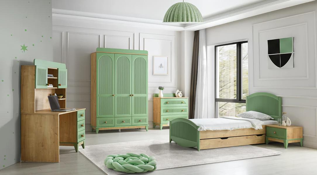 Komplett Jugendzimmer Kinderzimmer Set Kleiderschrank Kommode Schreibtisch 5tlg.