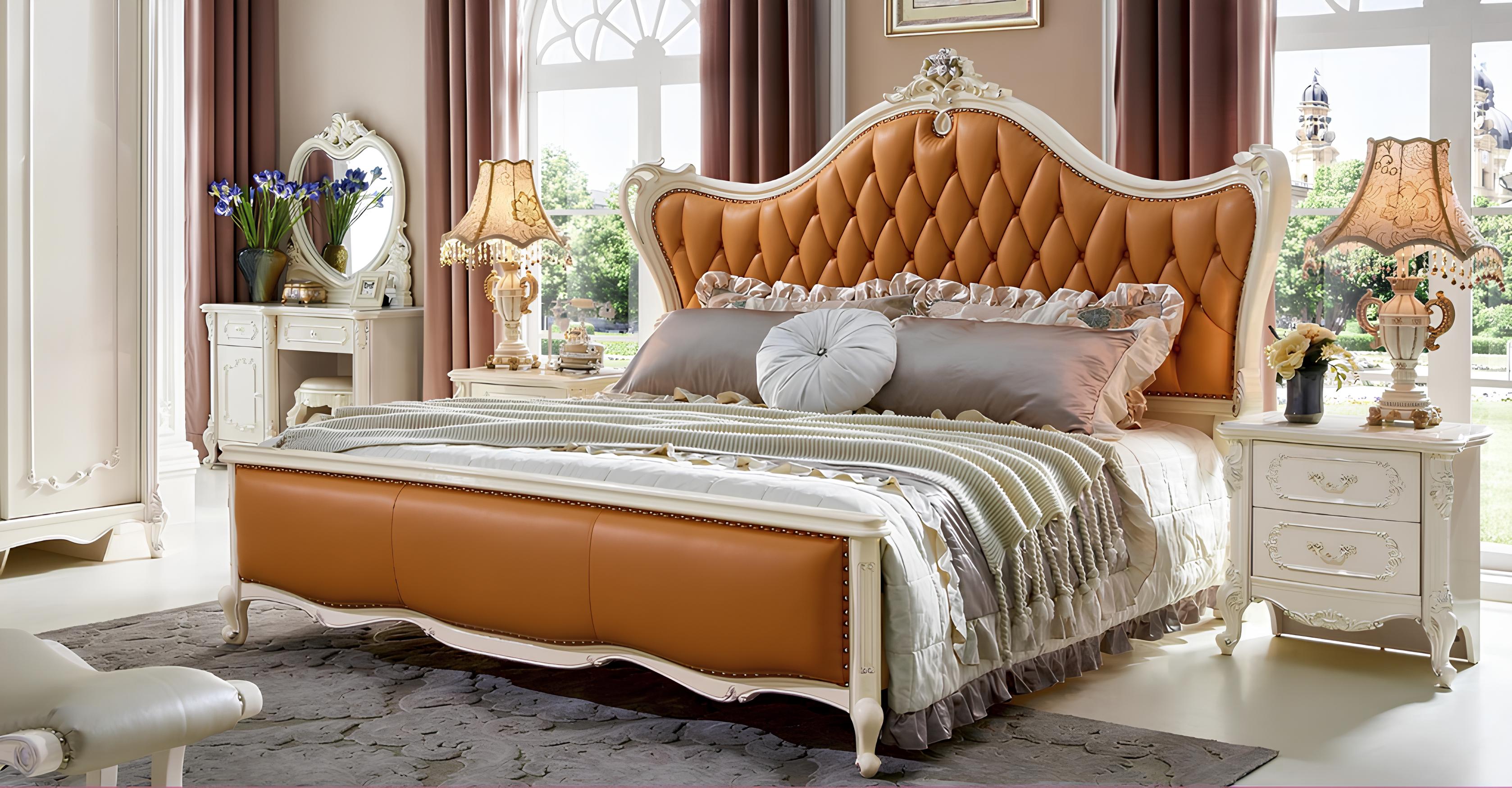 Design Schlafzimmer Lederbett 3tlg. Set 2x Nachttisch Betten Luxus Möbel Konsole