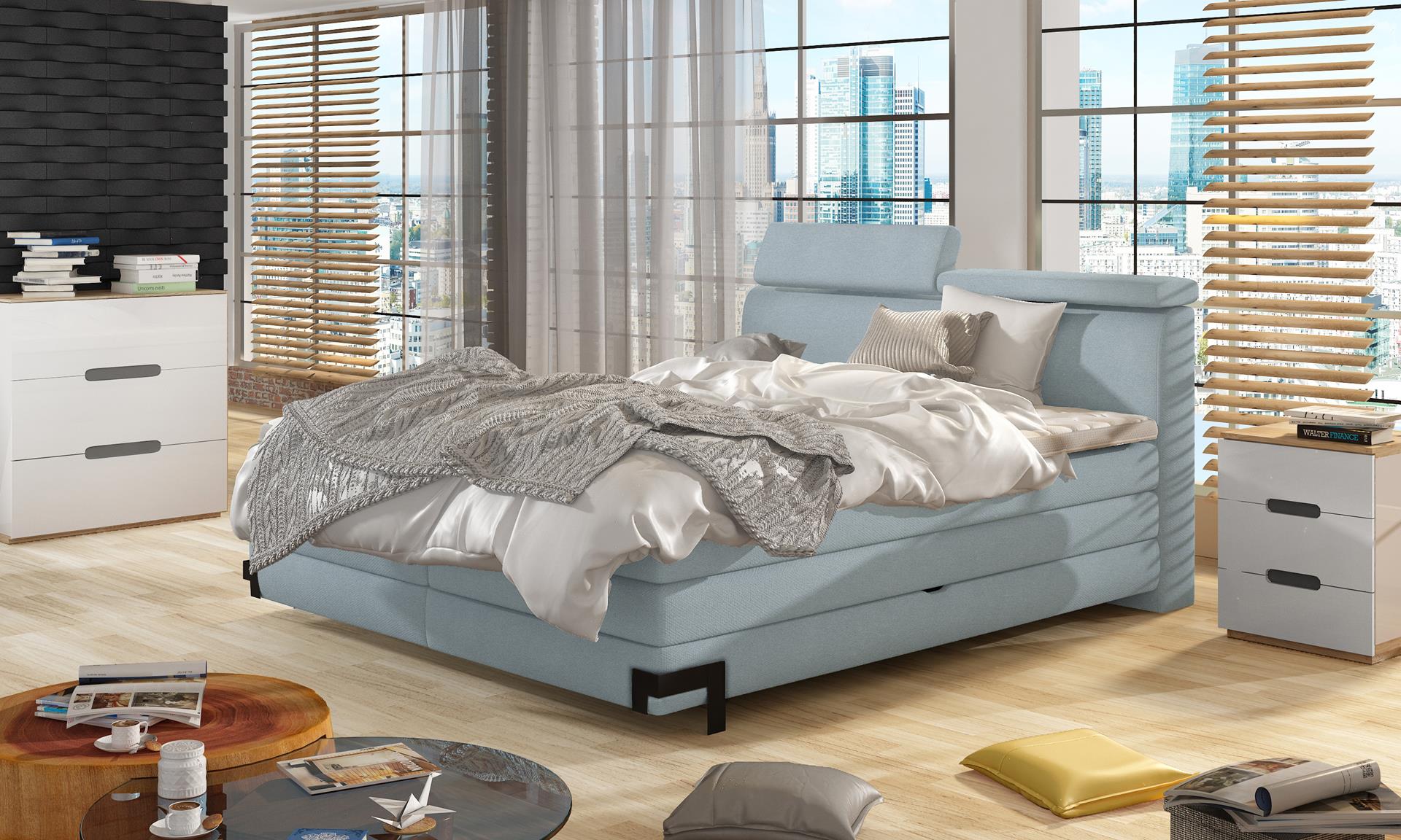 Designer Bett Schlafzimmer Betten Textil Hotel Luxus Polster Boxspringbett Möbel