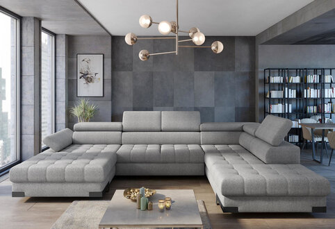 Wohnlandschaft Ecksofa Stoff U-Form Bettfunktion Couch Design Polster Textil Eck