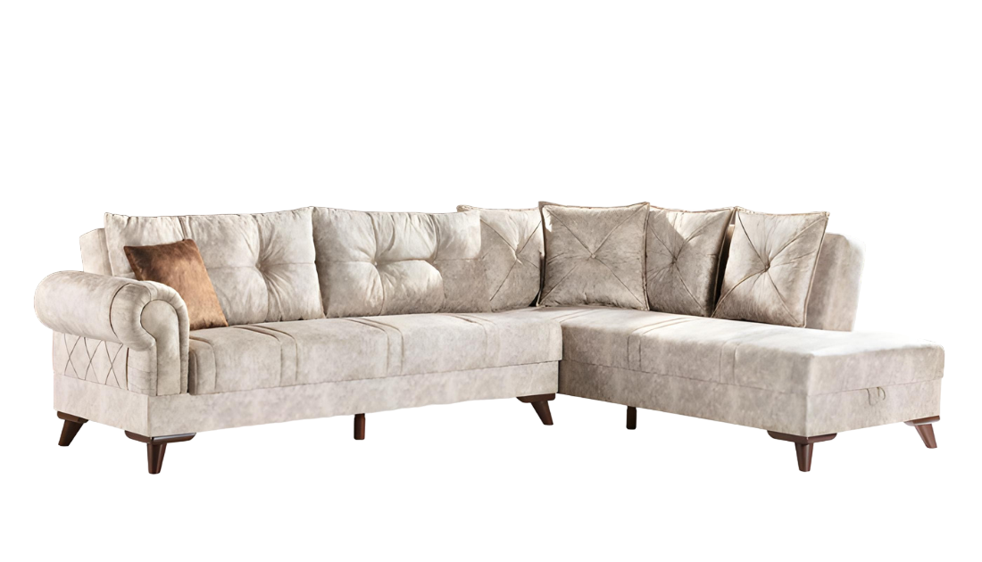 Design Ecksofa L-form Bettfunktion Couch Textil Sofa Bettkasten Weiche Polster