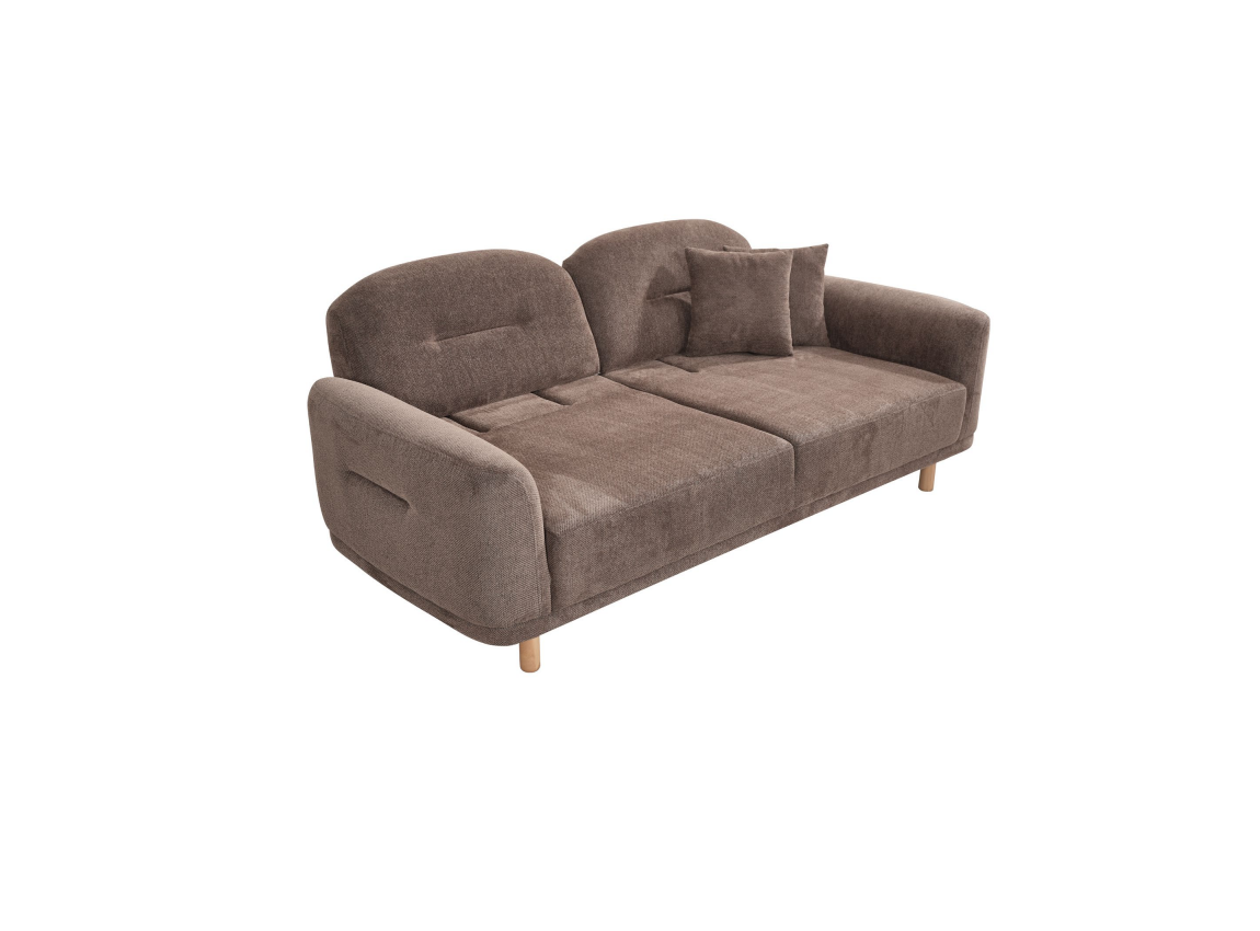 Sofa 3 Sitzer Polstersofa Braun Textil Sitz Design Couch Modern Stoff