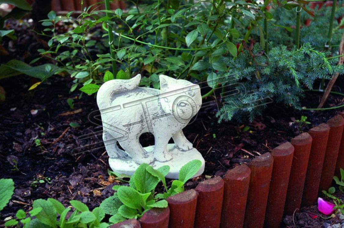 Garten Dekoration Katze Terrasse Stein Figuren Figur Deko Statue Skulptur 494