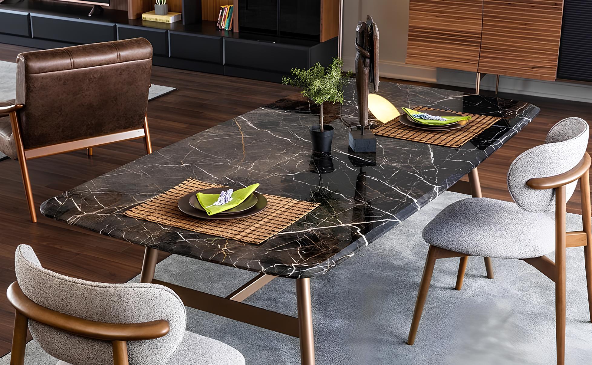 Esszimmertisch Esstisch Tisch Essecke Marmor Schwarz Esszimmer Design