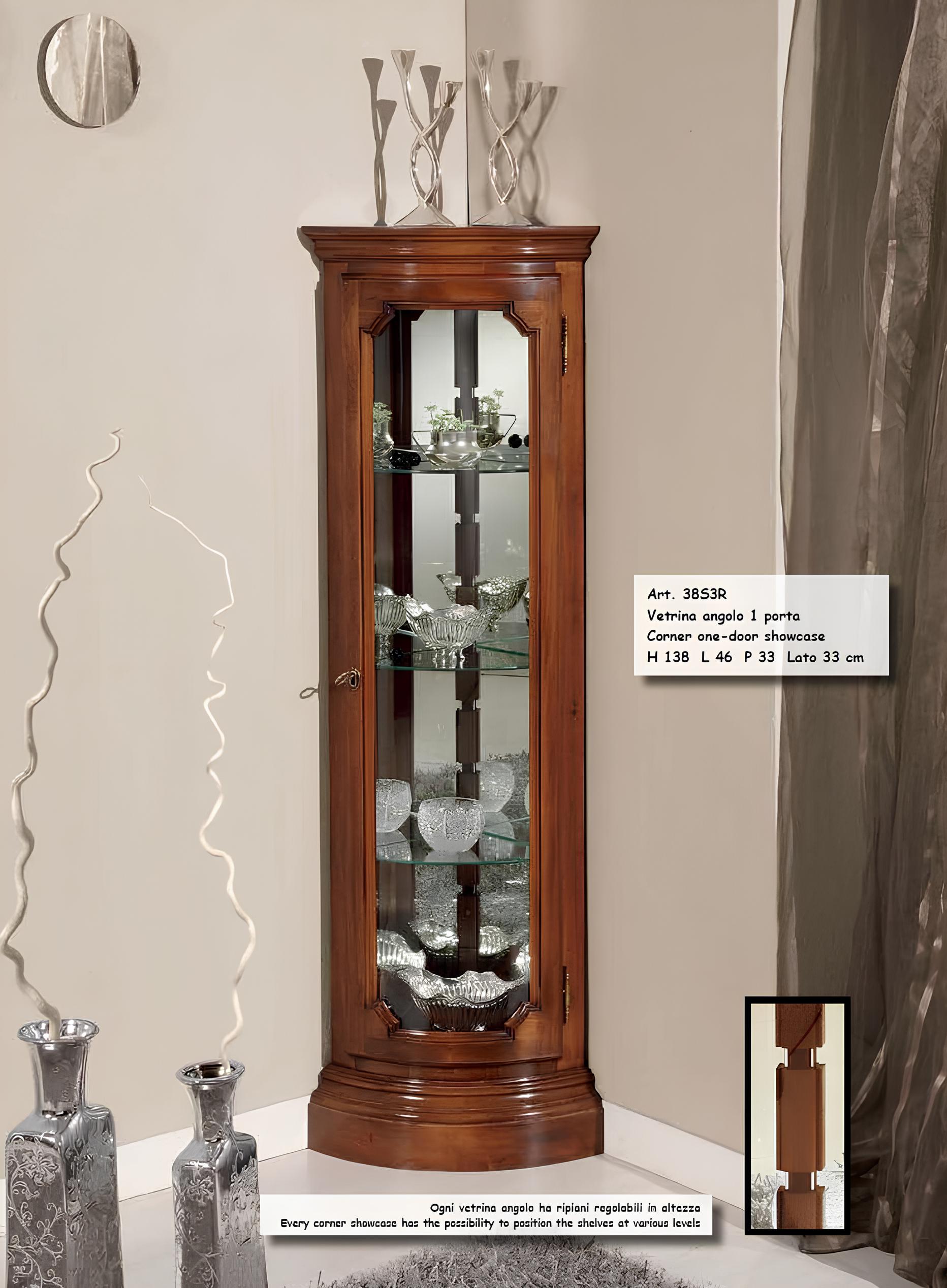 Klassisch Vitrinen Glas Schrank Luxus Braun Vitrine Holz für das Wohnzimmer Neu