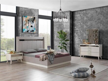 Schlafzimmer Set Weiß Designer Hochwertig Bett Kommode 2x Nachttische