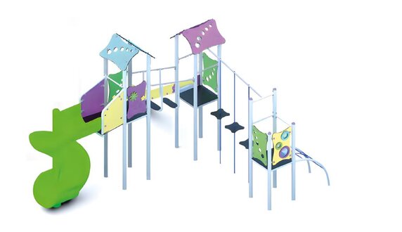 Freiluftspielplatz Vergnügungsbereich Kinderspielareal Rutschenturm Spielstätte