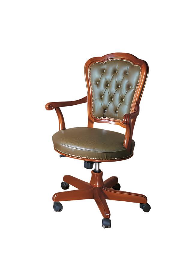 Bürostuhl Holz Chef Sessel Chesterfield Italien Möbel Braun Drehbar Neu