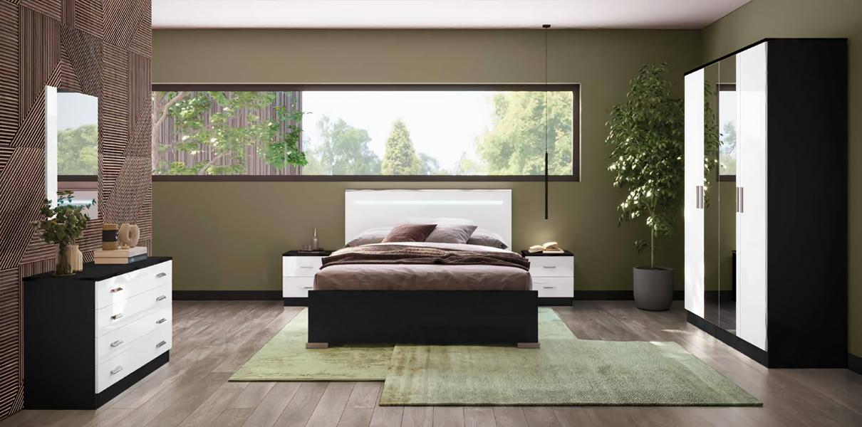 Schlafzimmer Set Doppelbett 2x Nachttische Luxus Kleiderschrank Schlafbereich