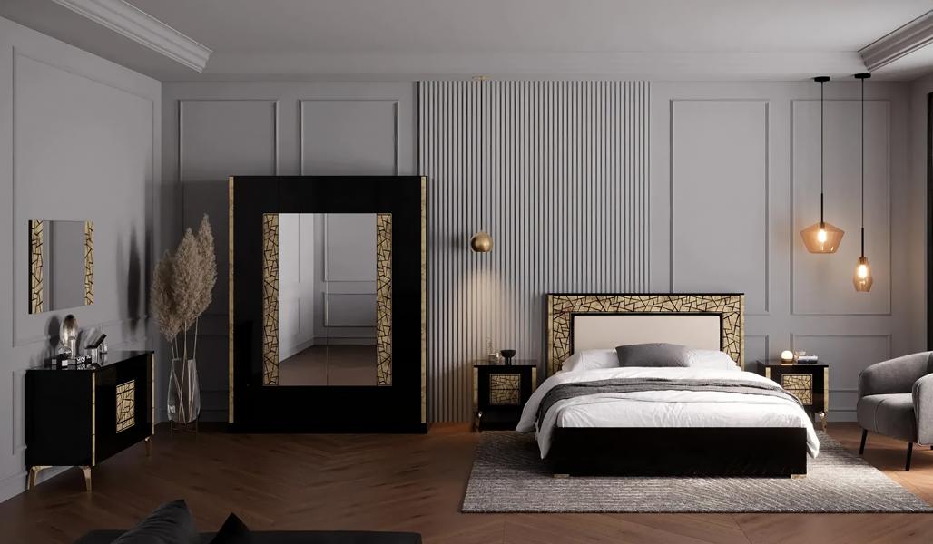 Schlafzimmer Komplettes Bett 2x Nachttische Kleiderschrank Kommode Gästezimmer