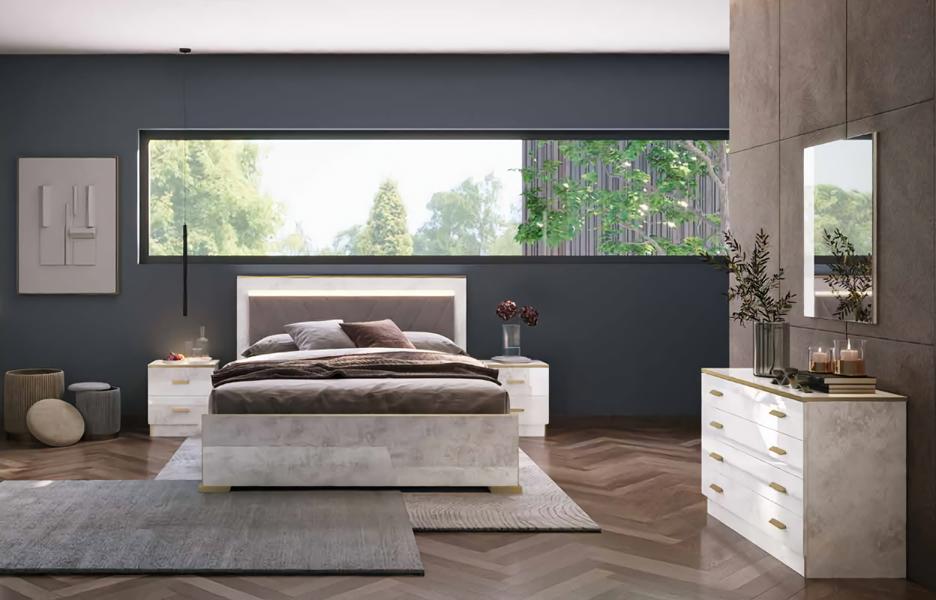 Schlafzimmer Set Komplett Kleiderschrank Schrank Nachttische Bett 5tlg. Neu