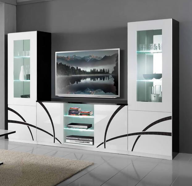 Wohnzimmer Wohnwand Schrank Vitrine rtv Komplettes Set tv Wohnwände 3tlg. Neu
