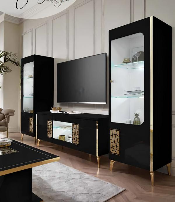 Schrankwand Wohnzimmer Modern Wohnwand Set rtv vitrine sideboard 3tlg. Neu