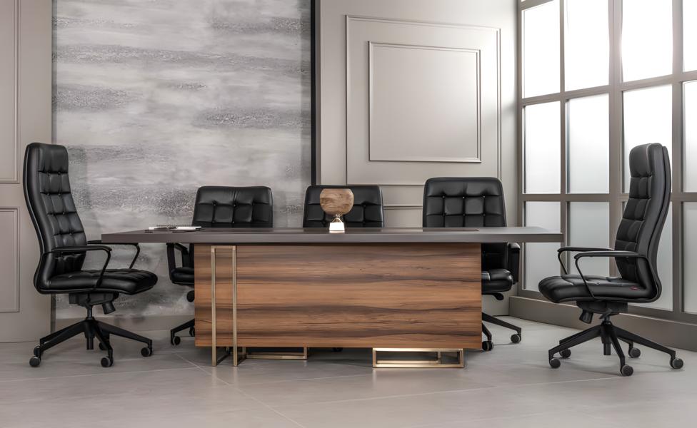 Büro Set 5x Konferenzstühle & Konferenztisch Komplettset Besprechungstisch 6tlg.