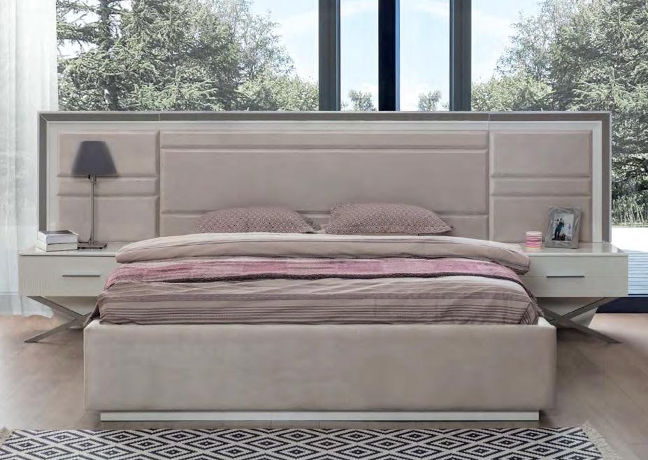 Weißes Stilvolles Schlafzimmer Set Designer Doppelbett 2x Nachttische