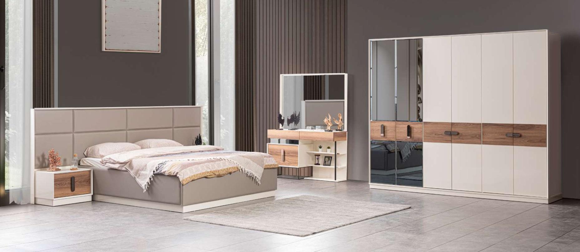 Komplettes Schlafzimmer Set Bett 2x Nachttische 5 tlg. Designer Luxus