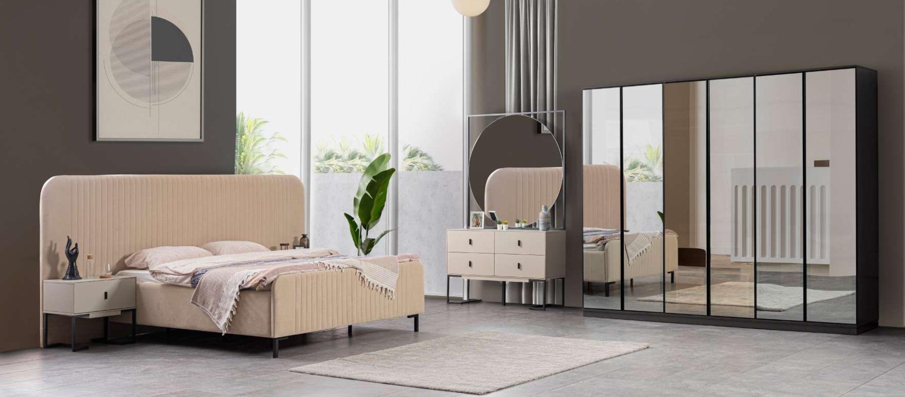 Schlafzimmer Set Bett 2x Nachttische Schminktisch Designer Möbel 5tlg.
