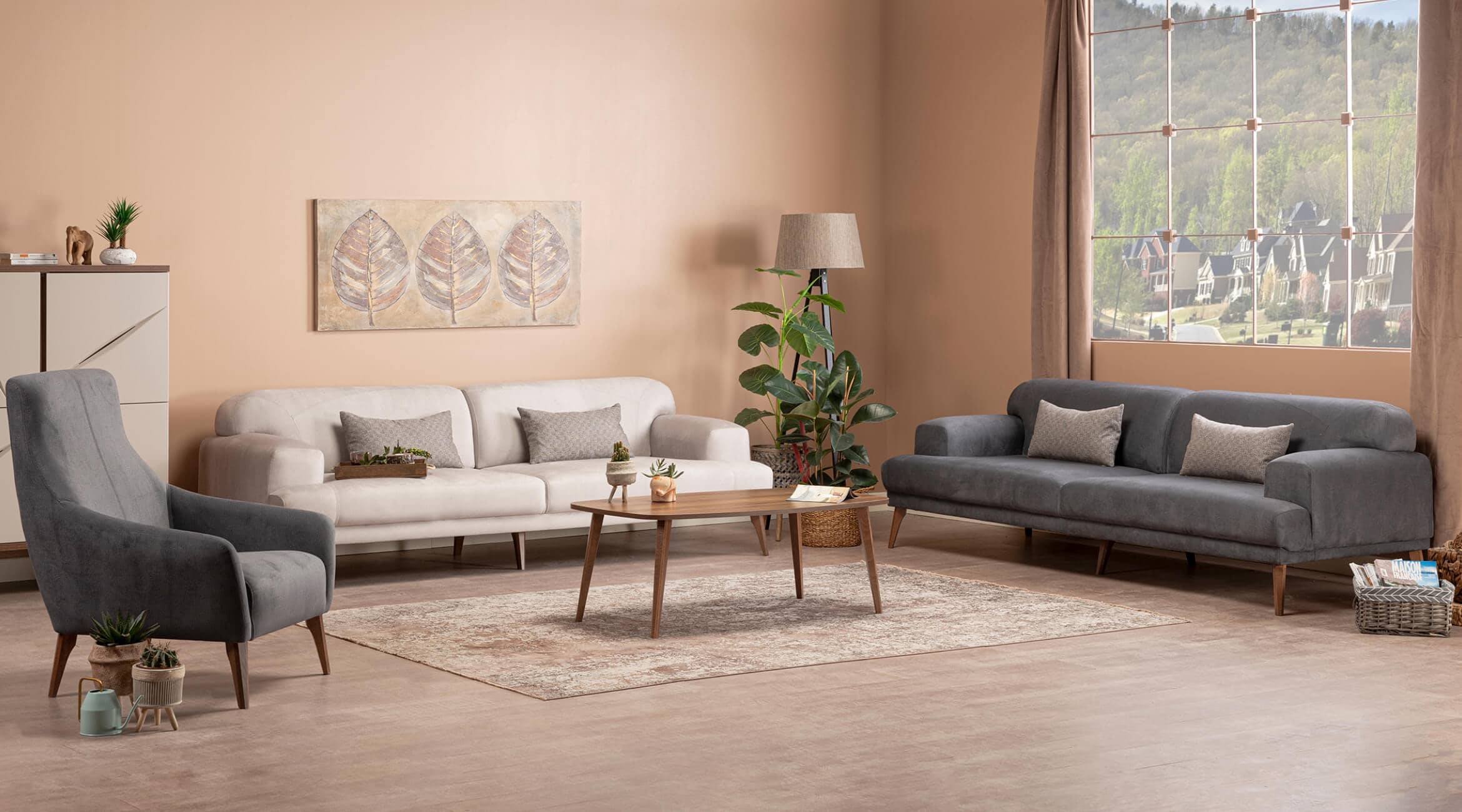 Sofagarnitur 3tlg. Set Sitzgarnitur Polster Möbel Couchen Sofas Stoffsofa