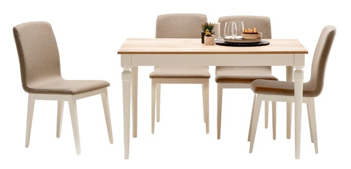 Esszimmer Set 5tlg Luxus Esstisch + 4x Stühle Design Holzmöbel Gruppe Garnitur