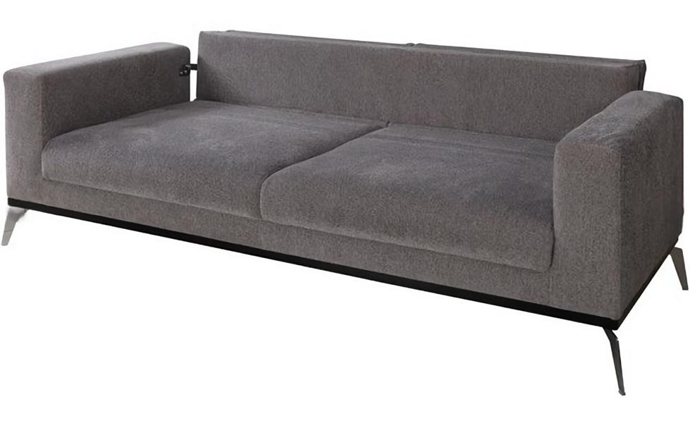 Sofa 3 Sitzer Couch Dreisitzer Grau Polstersofa mit Kissen Wohnzimmer