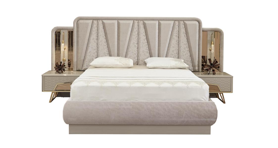 Schlafzimmer Möbel Polsterbett Set Bett 2x Nachttische Gäste Zimmer 3tlg