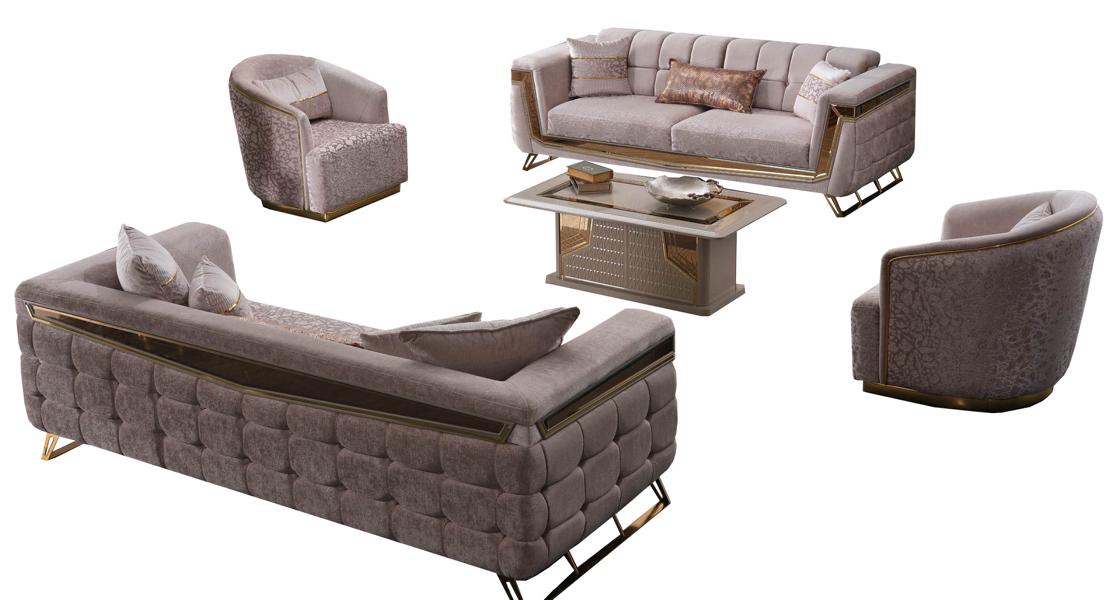 Sofa Couch Sofagarnitur Wohnbereich Wohnzimmer-Set Couchtische Sessel 5tlg
