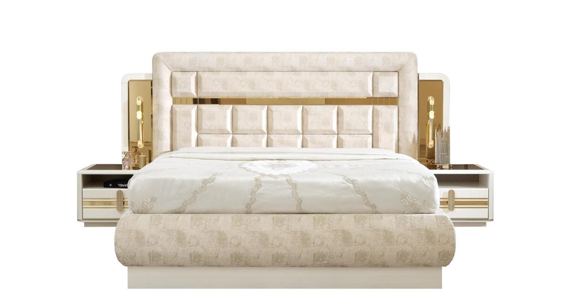 Schlafzimmer Möbel Set Bett 2x Nachttische Polsterbett Gäste Zimmer 3tlg