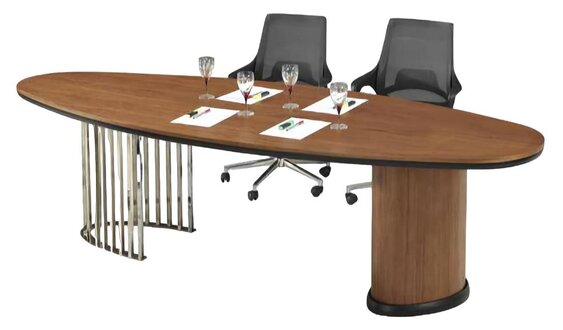 Designer Oval Schreibtisch Bürotisch Arbeitstisch Metall Bein Büromöbel