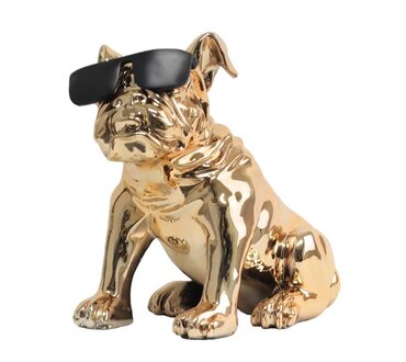 Design Bulldogge mit Brille Statue Skulptur Figuren Skulpturen Dekoration Deko