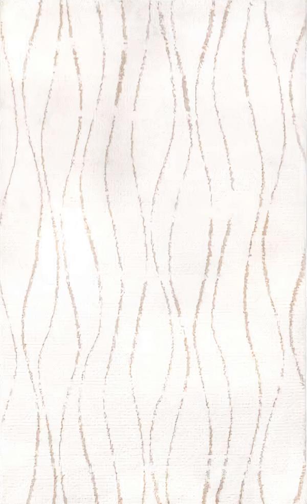 Designer Weiß Teppich Wohnzimmerteppich Kurzflor Beige Linien Design