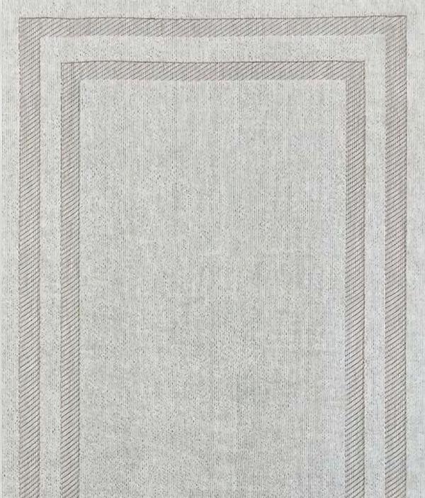 Wohnzimmer Teppich Kurzflor Geometrisches Design Bordüre Ornament Grau