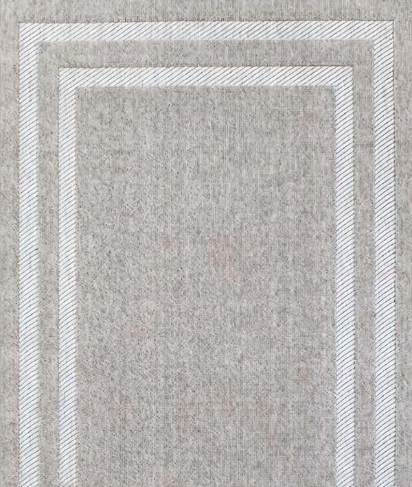 Designer Geometrisch Teppich Bordüre Design Grau Kurzflor Wohnzimmer