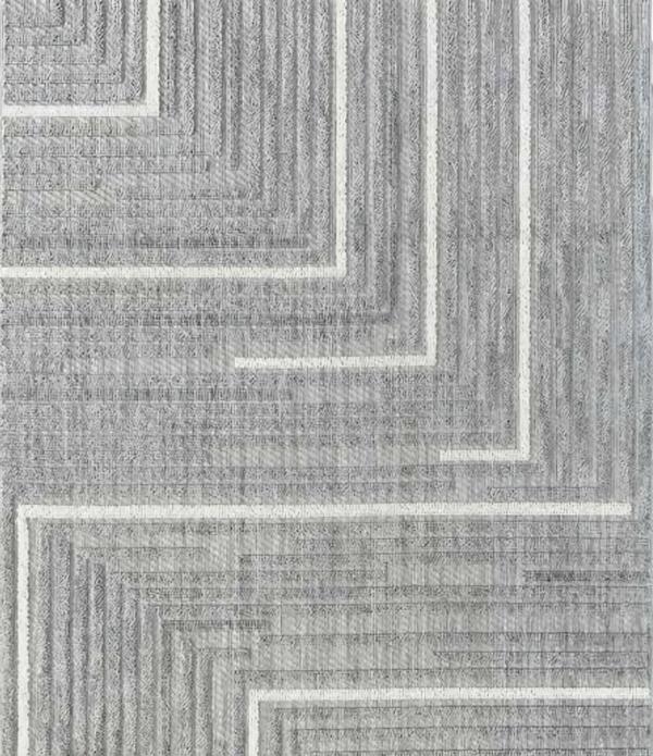 Grau Teppich Geometrisches Wohnzimmer Arbeitszimmer Kurzflor Weiß Linien