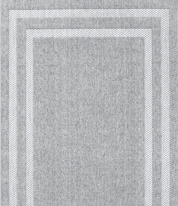 Wohnzimmer Flur Teppich Kurzflor Geometrisches Design Bordüre Design Grau
