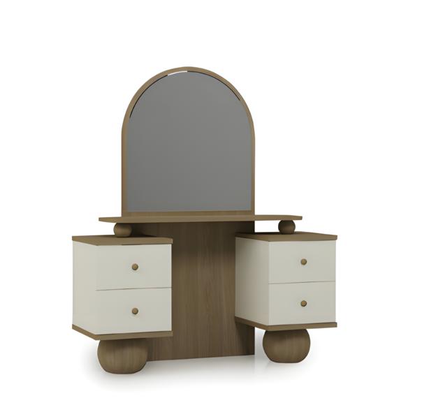 Elegant Hellbraun Schminktisch mit Spiegel Funktional Möbel für Schlafzimmer