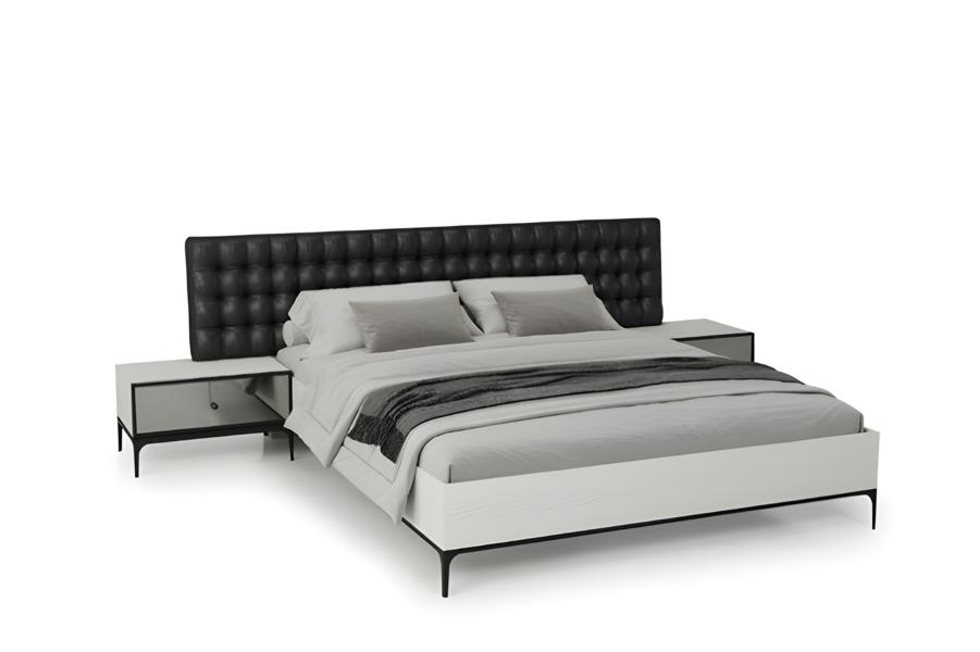 Modernes Weiß Schlafzimmer Bett Set Design Bett 2x Nachttische Polsterbett