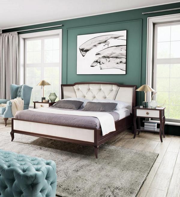 Luxuriöses Schlafzimmer Set Bett Komplett 2х Nachttische Stilvoller Holzmöbel
