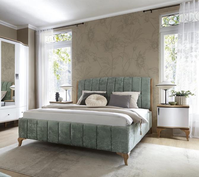 Luxuriöses Schlafzimmer Bett + 2х Nachttische Komplett Möbel Elegantes Set 3tlg