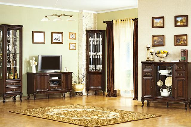 4tlg Wohnzimmer Möbel Set Italienischer Stil Kommode Vitrine RTV Chippendale