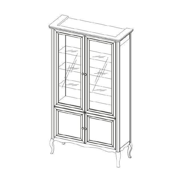 Schrank Klassische Vitrine Vitrinenschrank Massivholz Echtholz - Model PR-W2