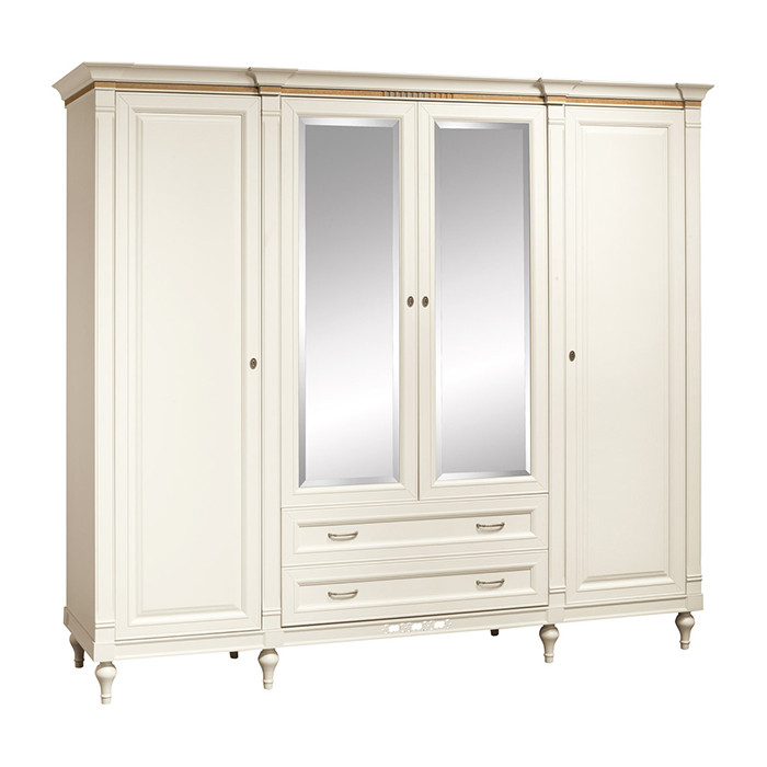 Klassischer Schrank Kleiderschrank Massiv Landhaus Großer Spiegelschrank FL-D4