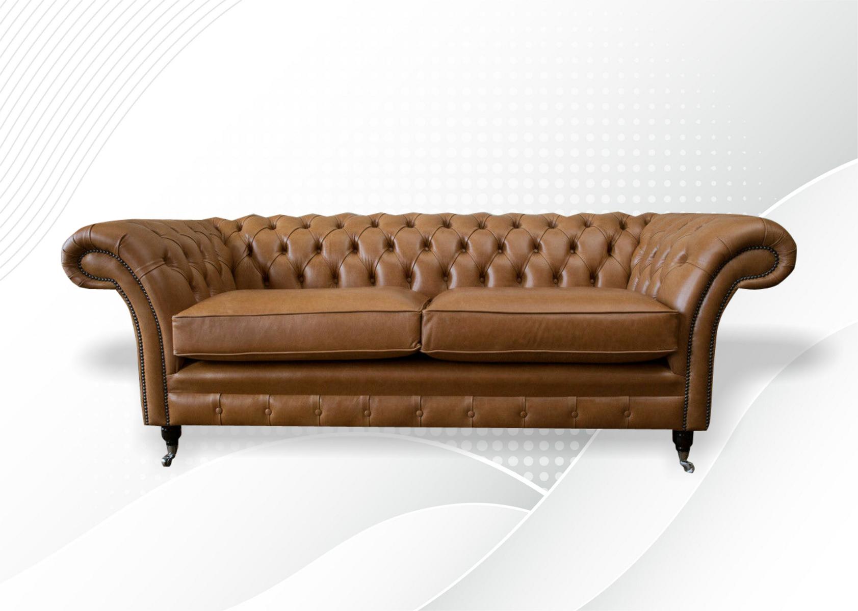 Braun Couch Polster Design Sofa Sitz Sofas Zimmer Braun Chesterfield Leder Neu